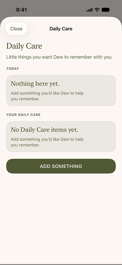 Dew Daily Care screen